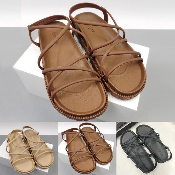 Zapatos casuales Sandalias planas de playa de hadas con parte inferior gruesa de estilo romano para mujer Verano lindo para mujer Jelly