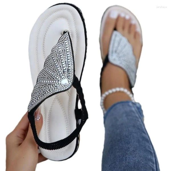 Zapatos casuales Sandalias de mujer 2024 Clip Agua Diamante Tejido Gran estilo de moda Versátil Cómodo Diseño de moda Alta calidad