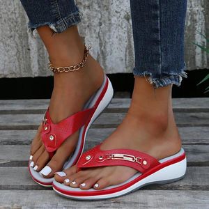 Casual schoenen dames sandalen zomer wiggen metalen knop glijbanen wig strand dames buiten platform slippers vrije tijd flip flops