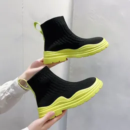 Chaussures décontractées à enfiler pour femmes, bottines en maille respirante à plateforme haute, bottines vertes, mode Y2k, 2024 en 39