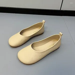 Casual schoenen dames instappers van leer 2024 lente herfst mode ballet dames ronde neus schattige flats sneakers