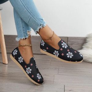 Chaussures décontractées Slip on Walking 2024 Flowers Ladies Flats plus taille de mode pour femmes