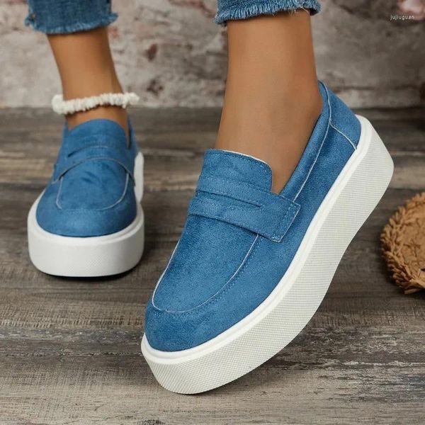 Chaussures décontractées baskets pour femmes Fashion Round Toe Slip on confortable Bloc de couleur épaisse épaisse