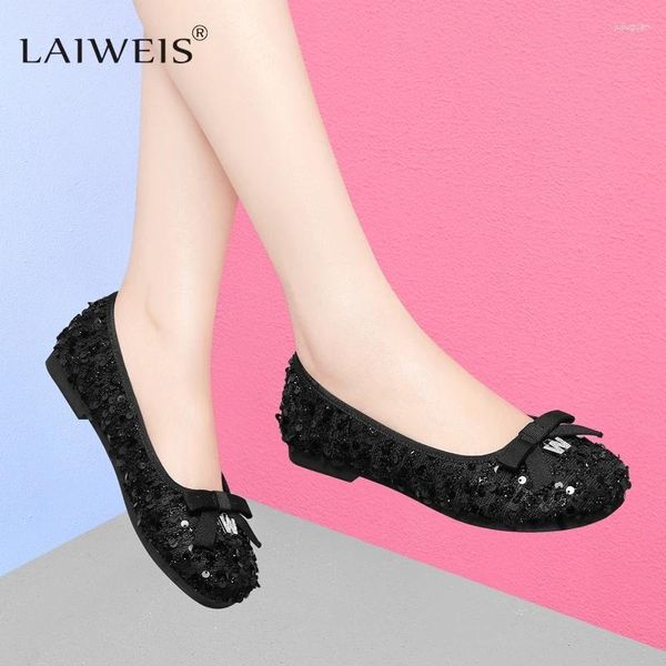 Zapatos casuales Streding Outumn Autumn Bouth Boot Ballet Diseñador de moda de ballet Shoe Sequins Luxury Sequins mocasines sin deslizamiento femenino