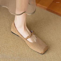 Chaussures décontractées Toe carré de femme Single 2024 Spring French Retro One Line Strap Mary Jane Zapatos de Mujer Designer