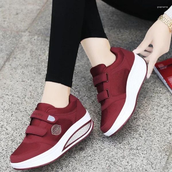 Zapatos informales para mujer, zapatillas de deporte con plataforma de cuña, deportes tonificantes para mujer, transpirables, adelgazantes, Fitness, balancín, suela gruesa 2024