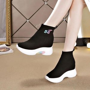 Chaussures décontractées vulcanisées pour femmes, automne et hiver, plateforme, chaussettes élastiques en velours, bottes, baskets EVA à haute aide