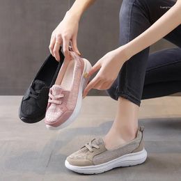 Chaussures décontractées vulcanisées pour femmes, faciles à porter, paresseuses, respirantes, confortables, fond épais, plateforme antidérapante, Zapatillas