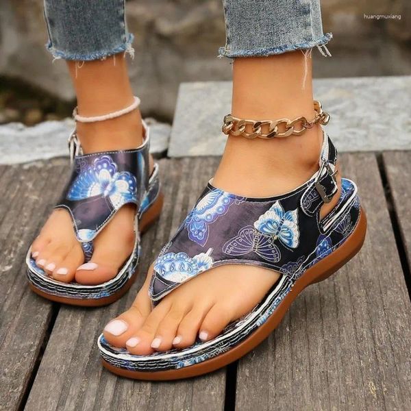 Chaussures décontractées Sandales Sandales Orthopedic coin pour 2024 Summer Fashion Buckle Beach Flip Flops Zapatos de Mujer