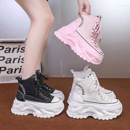 Chaussures décontractées Femme Sneakers High Top Platform Breathable Leather 2024 AUTUMNEDE HOME TELANT POUR FEMME SPORTS PAP 8CM