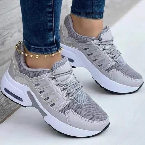 Zapatos casuales para mujeres zapatillas de zapatillas de malla corriendo remolcador de encaje para damas planos para caminar al aire libre cuña cómoda transpirable hembra transpirable