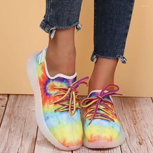 Casual schoenen Dames Sport Running 2024 Autumn Woman Fashion Tie Dye Ademend buitenplatform Vulkaniseerde sneakers plus maat 43