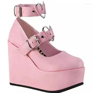 Casual Schoenen Dames Terras Ronde Neus Gesp Leer Voor Hoge Hakken Sandalen Dames Show Lolita Meisjes 2024