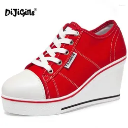 Casual schoenen vrouwen vulcanize platform ademende canvas vrouw wedge sneakers mode snoep kleurstudenten drop schip