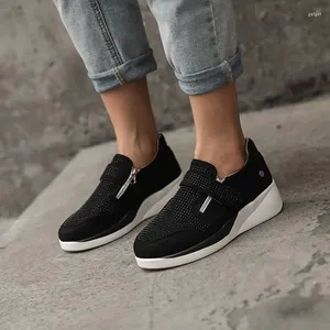 Casual schoenen vrouwen gevulkaniseerd sneakers mode kristal wig platform Spring Shoe Ladies Hook Loop Plus Size