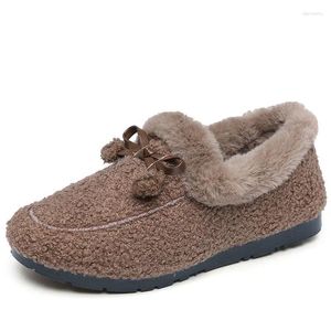 Chaussures décontractées femmes hiver sans lacet femme neige plat en caoutchouc base bout rond baskets