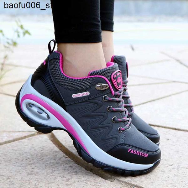 Chaussures décontractées Femmes coussin d'air sport marche chaussures de sport respirant gymnase jogging chaussures de tennis à la mode sport à lacets plate-forme Tenes Femino Q240320