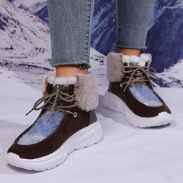 Casual Schoenen Dames Laarzen Winter Warm Snekers Dikke Pluche Sneeuw Lace Up Outdoor Enkel Comfort Katoen Vrouwelijke Botas Tenis 2024