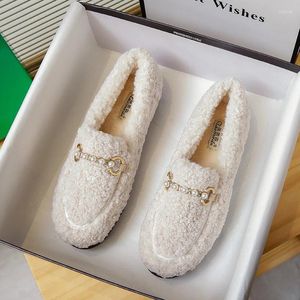 Casual schoenen Dames Loafers Slip-on Clogs Platform Ronde Toe herfst Vrouwelijke sneakers Slippen op Boat Moccasin Creepers Fall Fur