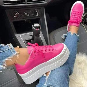 Casual schoenen damesplatform dames mode solide kleur leer ronde teen veter voor mannen maat 12