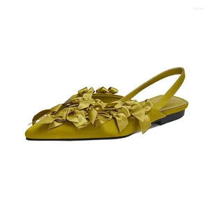 Casual schoenen dames sandalen zomer satijnen bowtie flats vrouwelijk elegante holte back girls schoenen