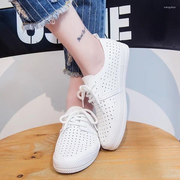 Oxfords – baskets de course en cuir PU vulcanisées pour femmes, chaussures décontractées, plates, respirantes, en maille blanche, mocassins de Ballet