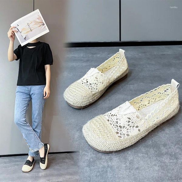 Chaussures décontractées Xiaoxiangfeng pêcheur femme 2024 été une étape semelle épaisse maille respirante chaussure unique