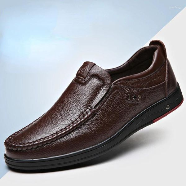 Zapatos informales Xihaha Moda de cuero genuino Hombres de mocasines para hombres Moccasins Deslizamiento transpirable On Driving Sneaker