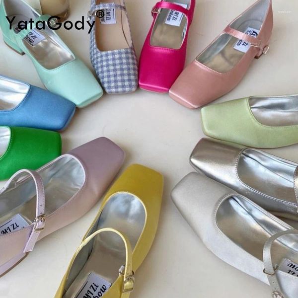 Chaussures décontractées Yatagody Taille 35-39 Femmes Ballet Flats Vintage Square Toe Low Heels Ins 2024 Spring Mary Jane Work Party