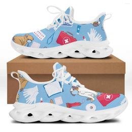 Casual schoenen Yikeluo schattige hond liefde doos geprinte gaas swing sneakers voor dames ademende buitenlopende zapato