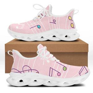 Casual schoenen Yikeluo schattige muzieknoten patronen voor vrouwen 2024 Flats Brand Designer Lace Up Sneakers Girls Sneaker
