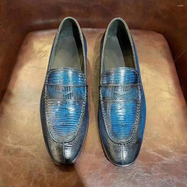 Zapatos casuales Yingshang Hombres Lagarto Leahter Mocasines Persona perezosa Color degradado Nostalgia de gama alta Ocio para conjunto en