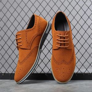 Chaussures décontractées Yomior hommes grande taille printemps automne vache daim à lacets respirant mocassins en cuir souple chaussures plates Vintage Brogue