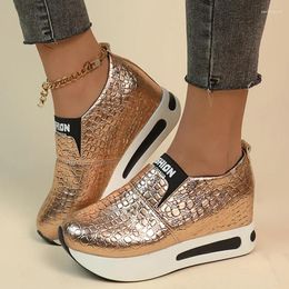 Casual schoenen zapatillas de plataForma cuero pu plateado para mujer zapatos deportivos informales antideslizantes suela gruesa