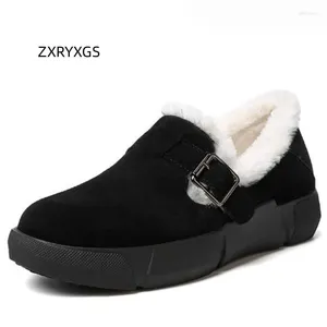 Casual Schoenen ZXRYXGS Winter Frosted Koeienhuid Wol Warme Sneeuw 2024 Grote Maat Flats Dames Katoen Mode