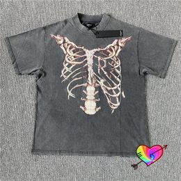 Casual skelet skelet skelet heren t-shirts vrouwen 1: 1 hoogwaardige 3D rib wervelkolom grafische tee gewassen tops