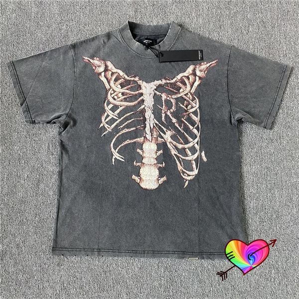 Camisetas informales de manga corta con diseño de esqueleto para hombre y mujer, camiseta con gráfico de columna vertebral en 3D de alta calidad 1:1