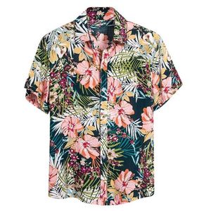 Chemise décontractée à manches courtes imprimé hawaïen chemise pour hommes Baggy plage bouton rétro col rabattu mâle Blouse hauts Camisa mascul2497