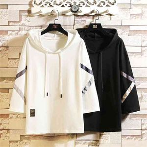 Casual Korte Mouwen Hoodies Zomer Zwart Wit Hip Hop Losse Skateboard Casual Heren Streetwear PUNK Kleding Plus Oversize 210720