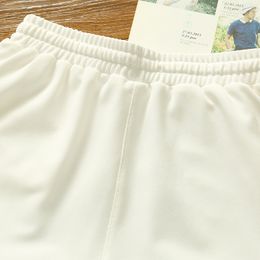 Pantalones cortos informales hombres poliéster corriendo deportes pantalones cortos de béisbol masculino cintura elástica elástica suelta longitud de rodilla sólida pantalón