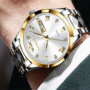 Casual Simple Quartz Hommes Montres Calendrier Complet Haute Définition Cadran Diamant Lumineux En Acier Inoxydable Montre Anti-usure Availabl333G