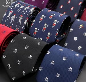 Cascater Skull Ties for Men Classic Slim 8cm Polyester Neckties Fashion Man Tie Gift Wedding Groom Business Coldie 2203102129450