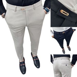 Pantalon habillé décontracté pour hommes, coupe cintrée, Streetwear, costume pleine longueur pour hommes, haute qualité, vêtements de bureau assortis