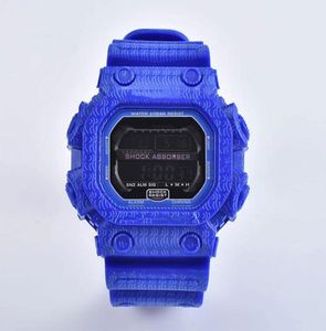 Casual Sports Men's Quartz GXW-56 Watch, waterdicht en bewijs, World Time Co-branded LED Digital Display, Square Blue, Gewone5180377