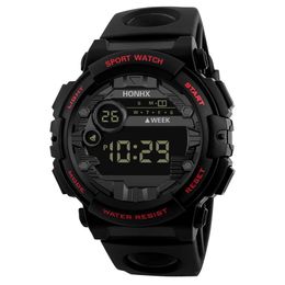 Casual sport heren horloges rubber waterdichte led digitale date militaire sport fitness quartz pols horloge alarm digitale smartwatch