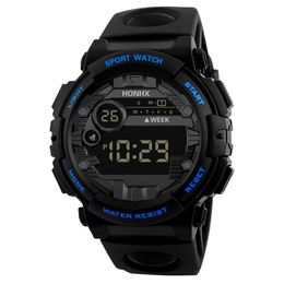 Casual sport heren horloges rubber waterdichte led digitale date militaire sport fitness quartz pols horloge alarm digitale smartwatch