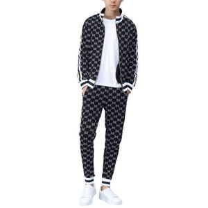 Costume de sport décontracté hommes léger luxe col montant 2020 nouveau style pour l'automne et l'hiver mode coréen hommes deux pièces ensemble G1222