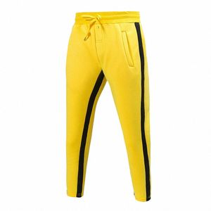 Pantalon de survêtement de sport décontracté pour hommes, taille élastique, respirant, bande latérale, pantalon de gym, vêtements pour hommes, 40n1 #