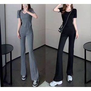 Casual Sportswear costume femmes survêtements été 2023 nouvelle mode dame slim t-shirt jambe large pantalon deux pièces ensemble