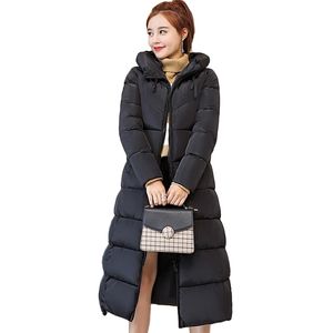 Casual Col Montant Veste D'hiver Femmes Vers Le Bas Coton Long Chaud Hiver Femme Manteau Long Parka Parkas À Capuche Outwear Camperas 201125